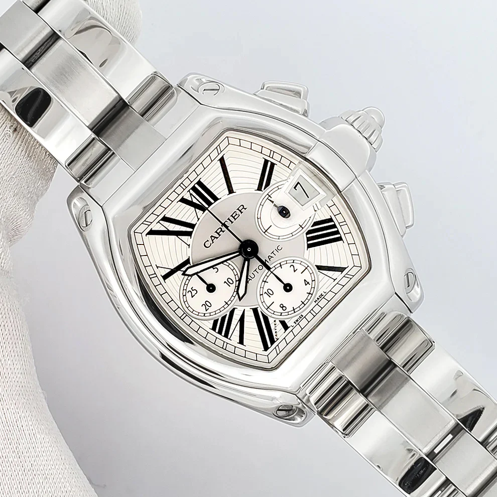 Cartier Roadster XL Chronograph Silver Roman Steel 43mm Watch W62019X6 2618 - Image 3
