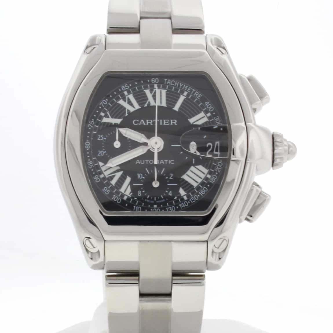 Cartier Roadster XL Chronograph Tachymeter Black Dial Steel Mens Watch 2618 - Image 4