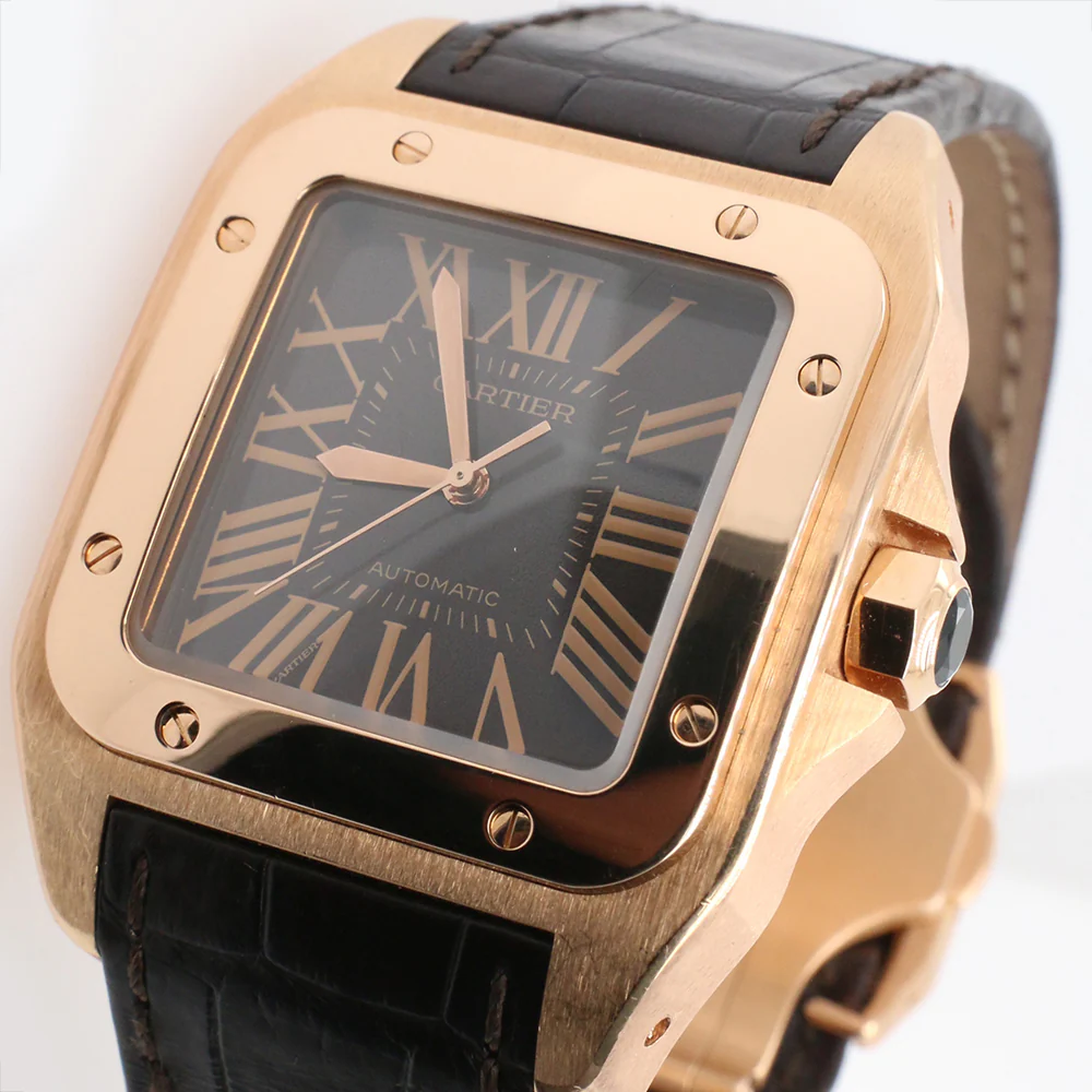 Cartier Santos 100 38mm Rose Gold Watch with Roman Dial/Box/Papers 2792 - Image 3