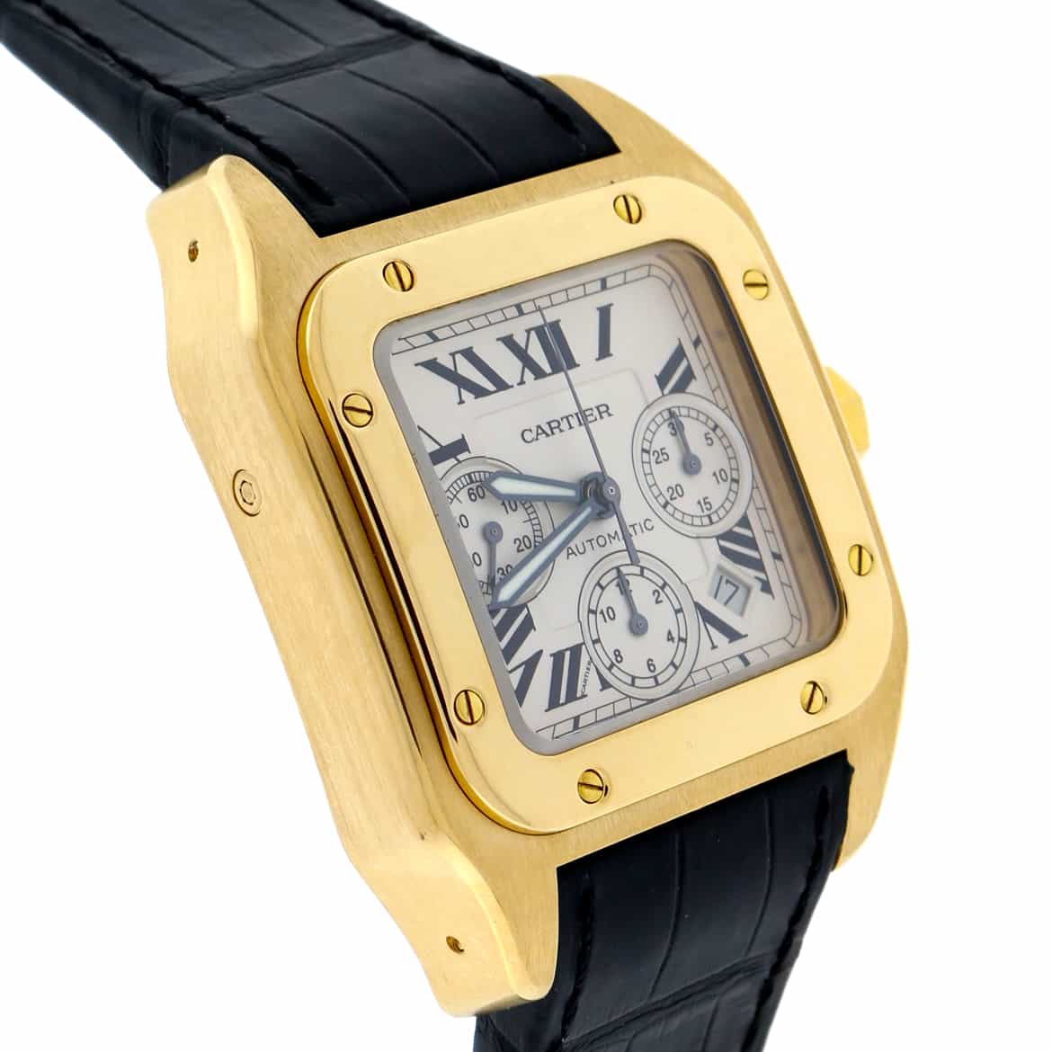 Cartier Santos 100 Chronograph 18K Yellow Gold Automatic Mens Watch W20096Y1 - Image 5