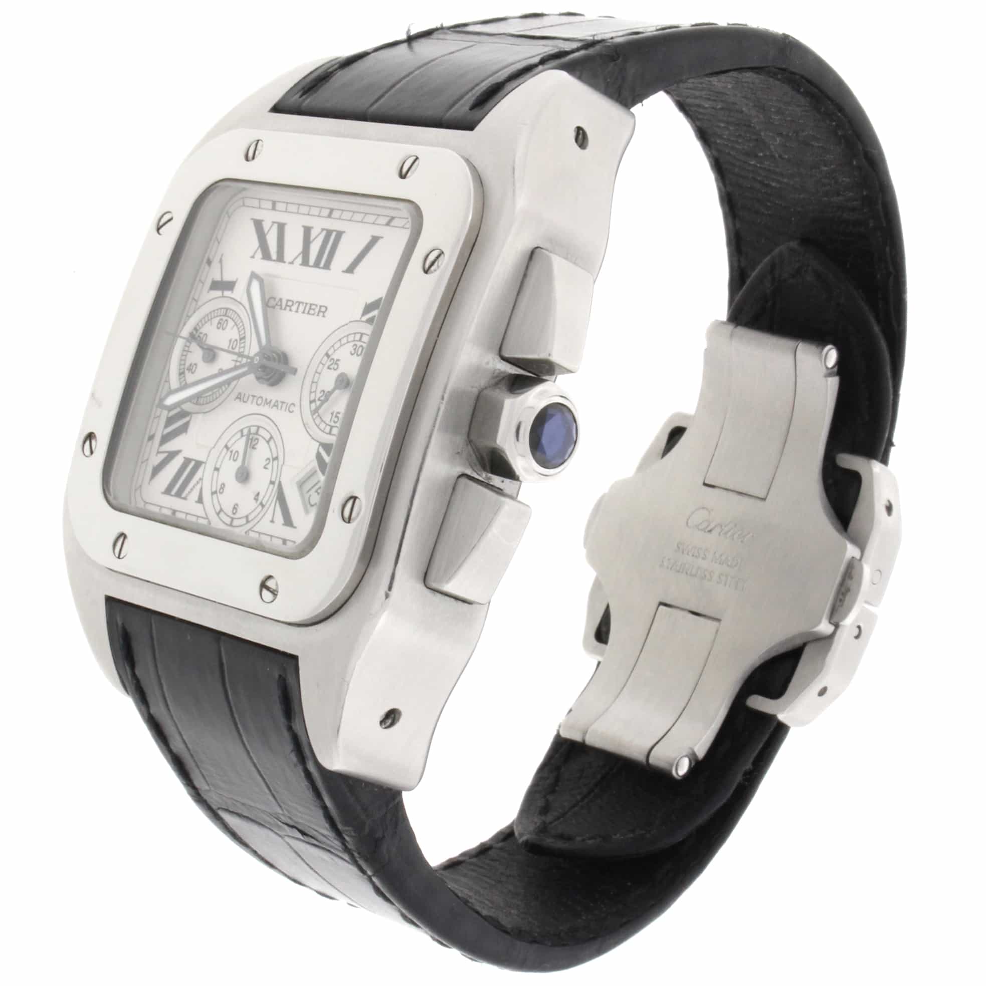 Cartier Santos 100 Chronograph XL Automatic Stainless Steel Mens Watch W20090X8 - Image 5
