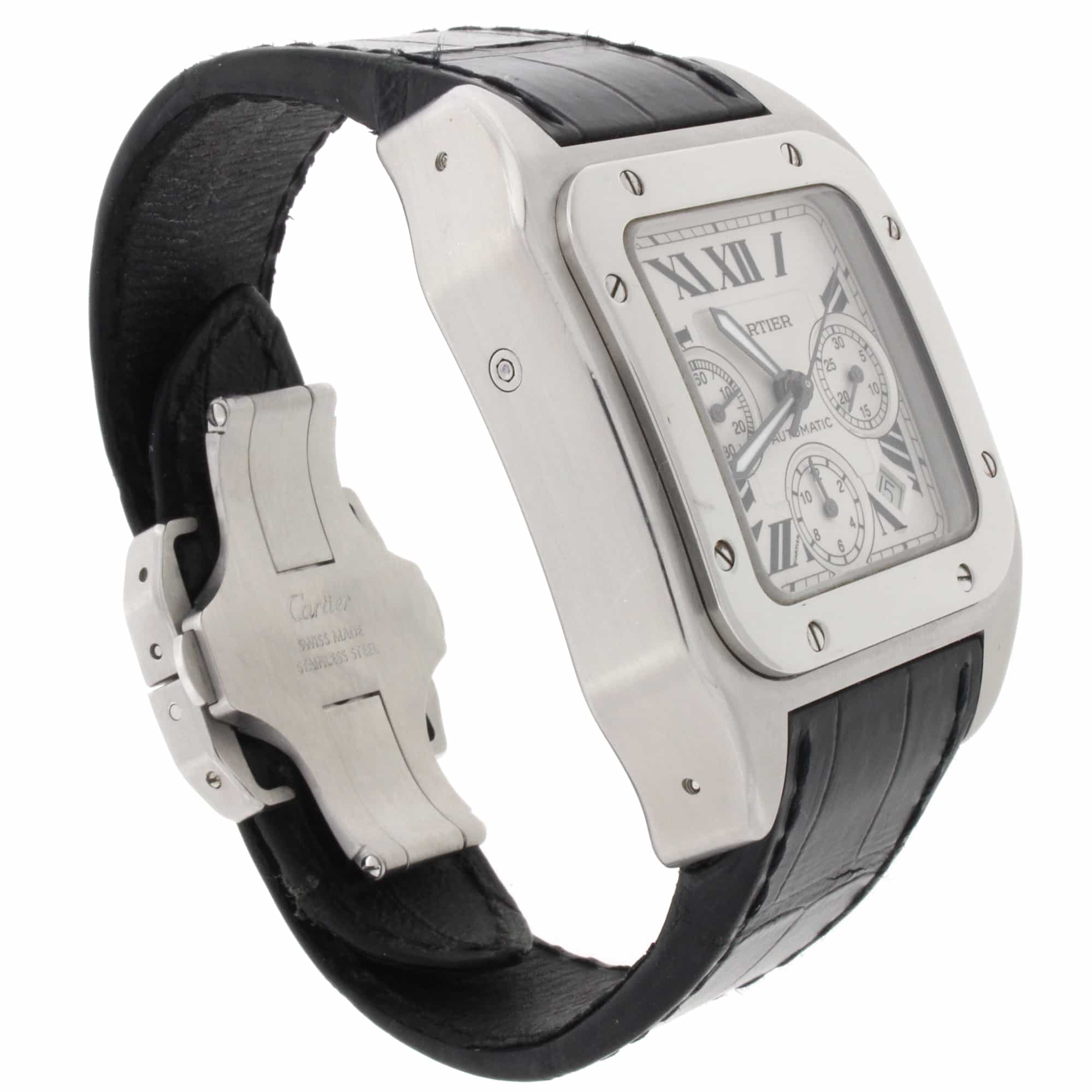 Cartier Santos 100 Chronograph XL Automatic Stainless Steel Mens Watch W20090X8 - Image 6