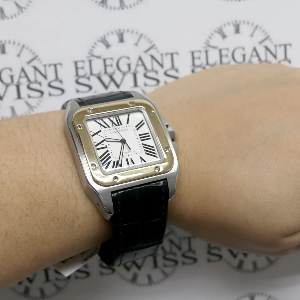 Cartier Santos 100 Large 2-Tone 18K Yellow Gold/Stainless Steel Factory Roman Dial Automatic Mens Watch W20072X7 - Image 5