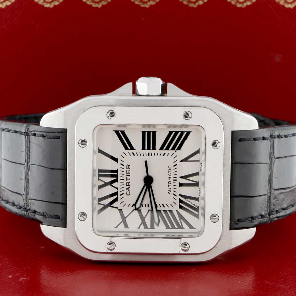 Cartier Santos 100 Large Silver Roman Dial Automatic Stainless Steel Mens Watch W20073X8 - Image 2
