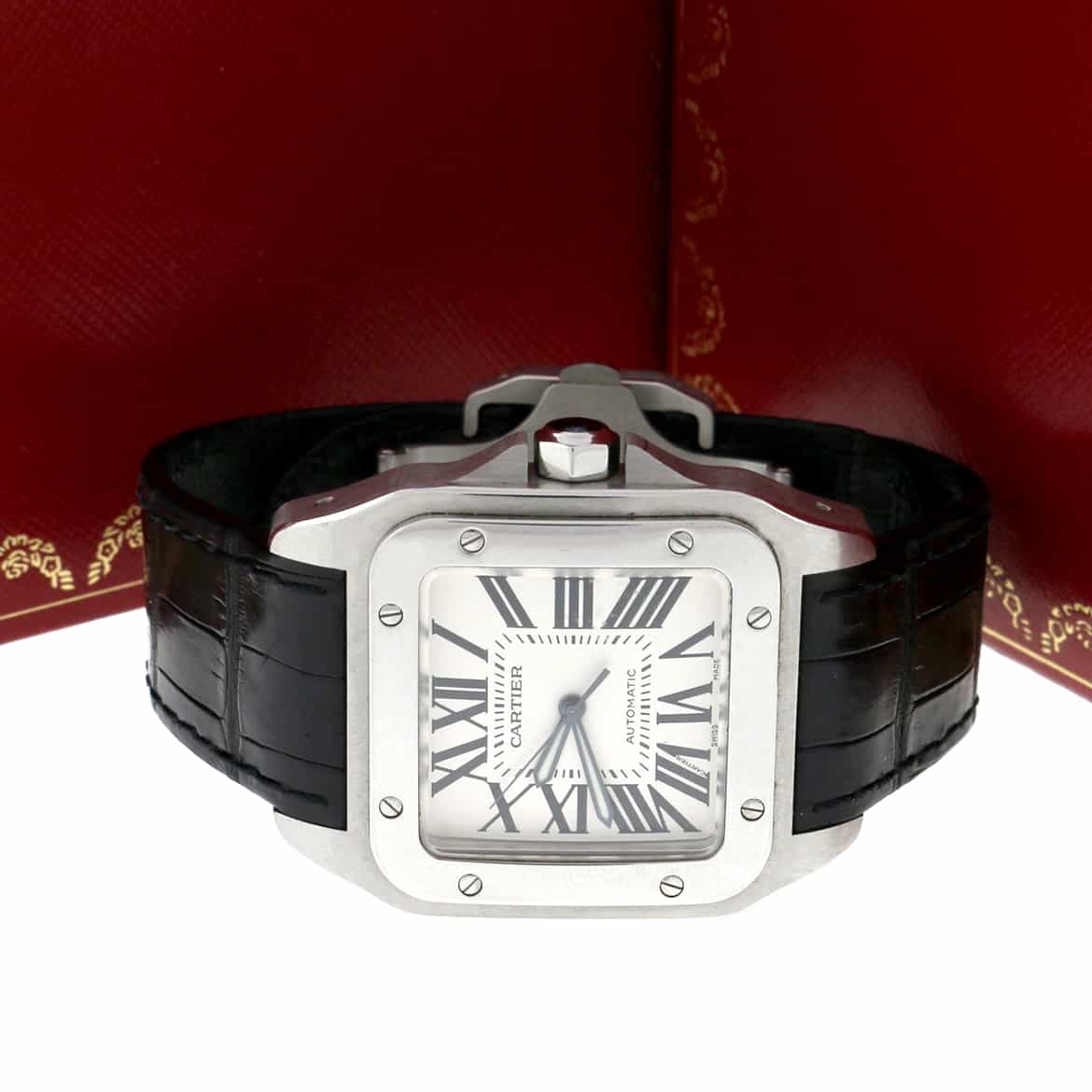 Cartier Santos 100 Large Silver Roman Dial Automatic Stainless Steel Mens Watch W20073X8 - Image 3
