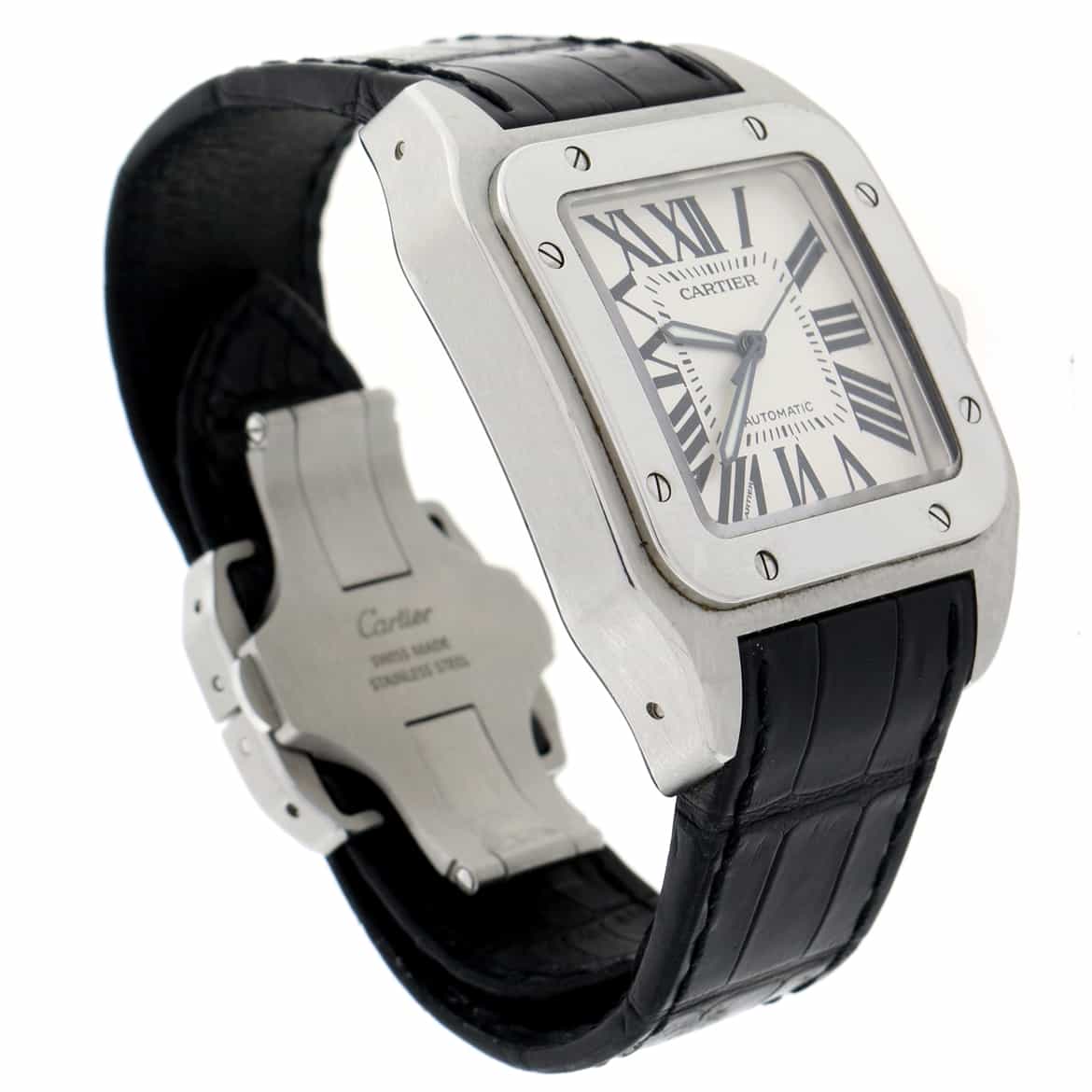 Cartier Santos 100 Large Silver Roman Dial Automatic Stainless Steel Mens Watch W20073X8 - Image 5