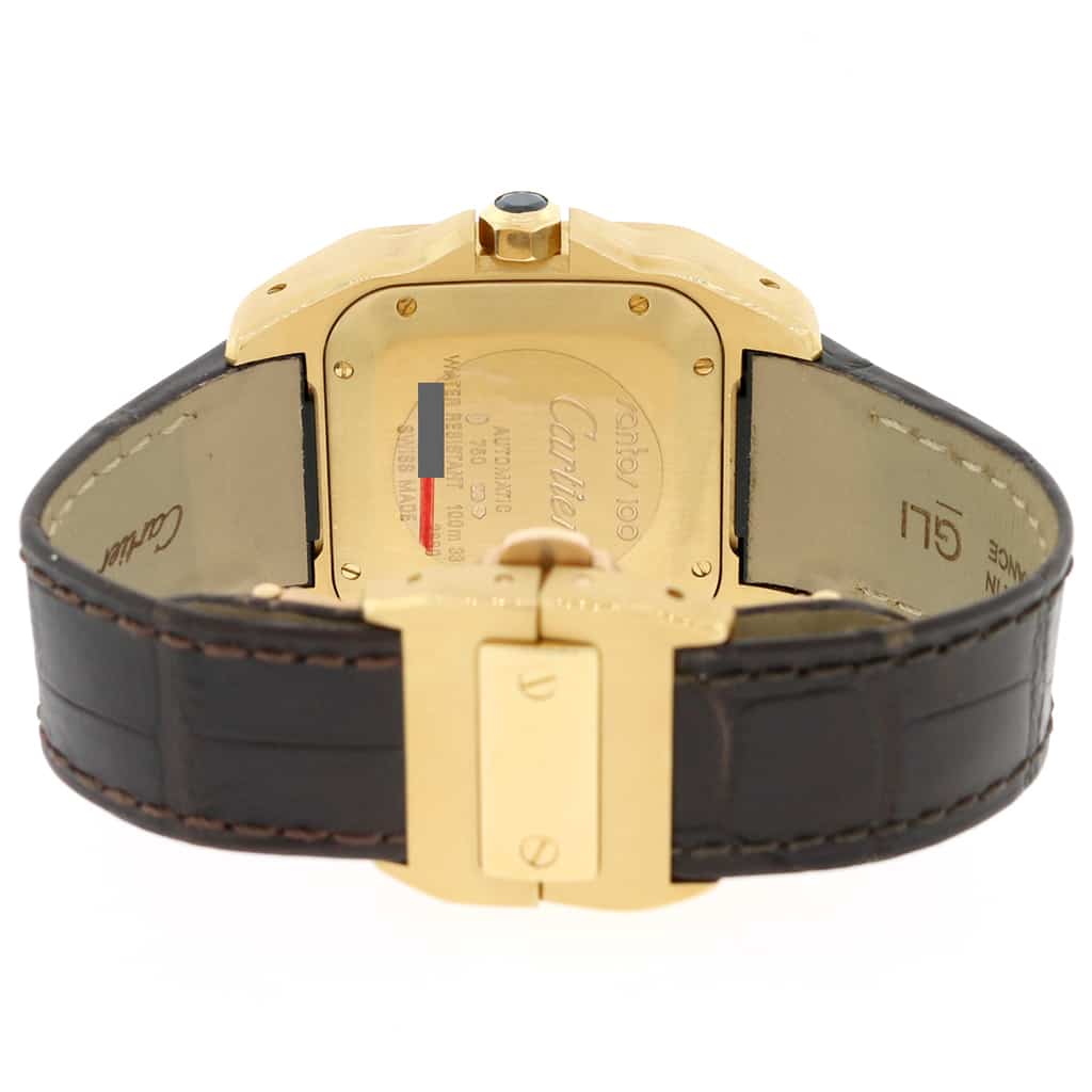 Cartier Santos 100 Midsize 18K Yellow Gold Silver Roman Dial Automatic Watch 2880 - Image 5