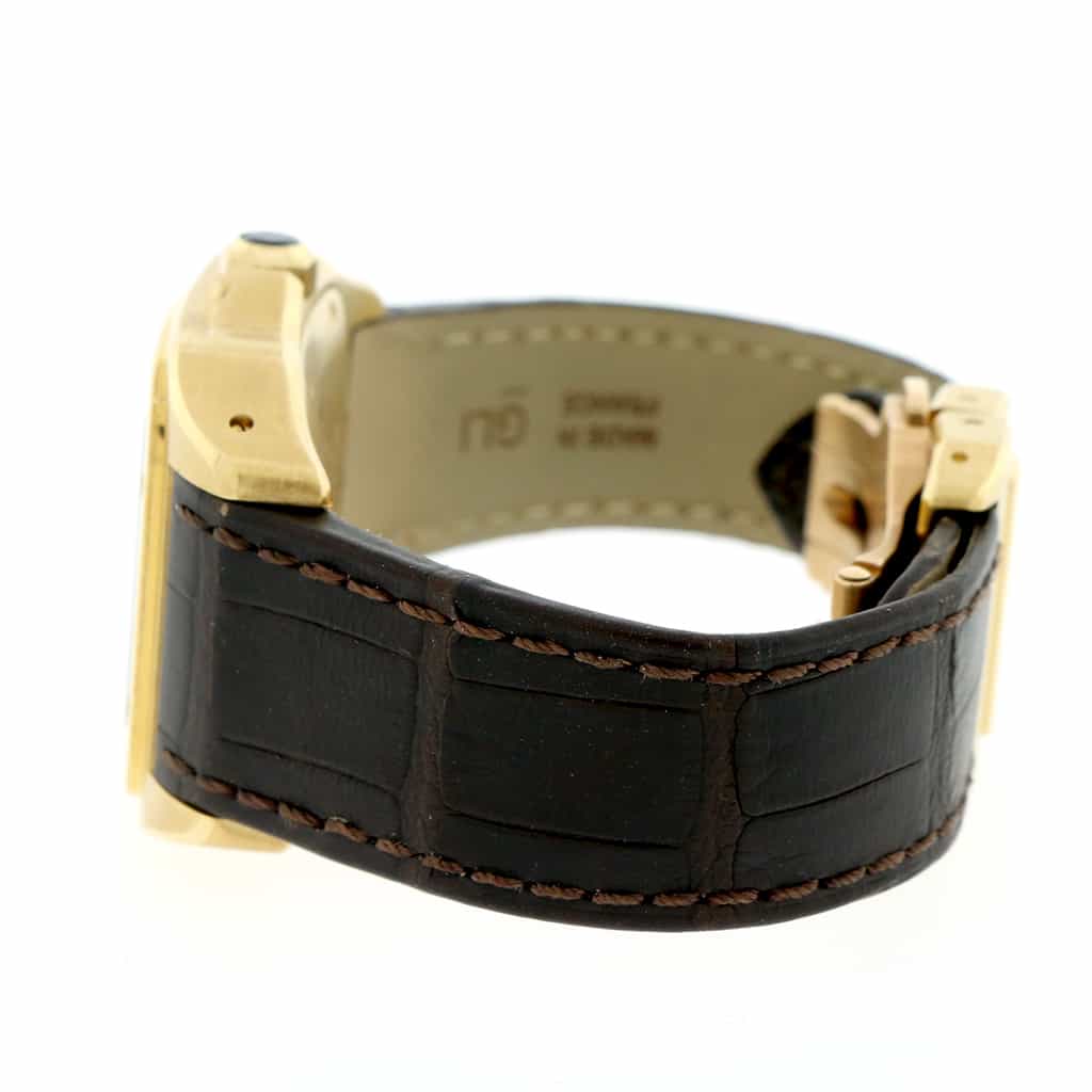 Cartier Santos 100 Midsize 18K Yellow Gold Silver Roman Dial Automatic Watch 2880 - Image 7