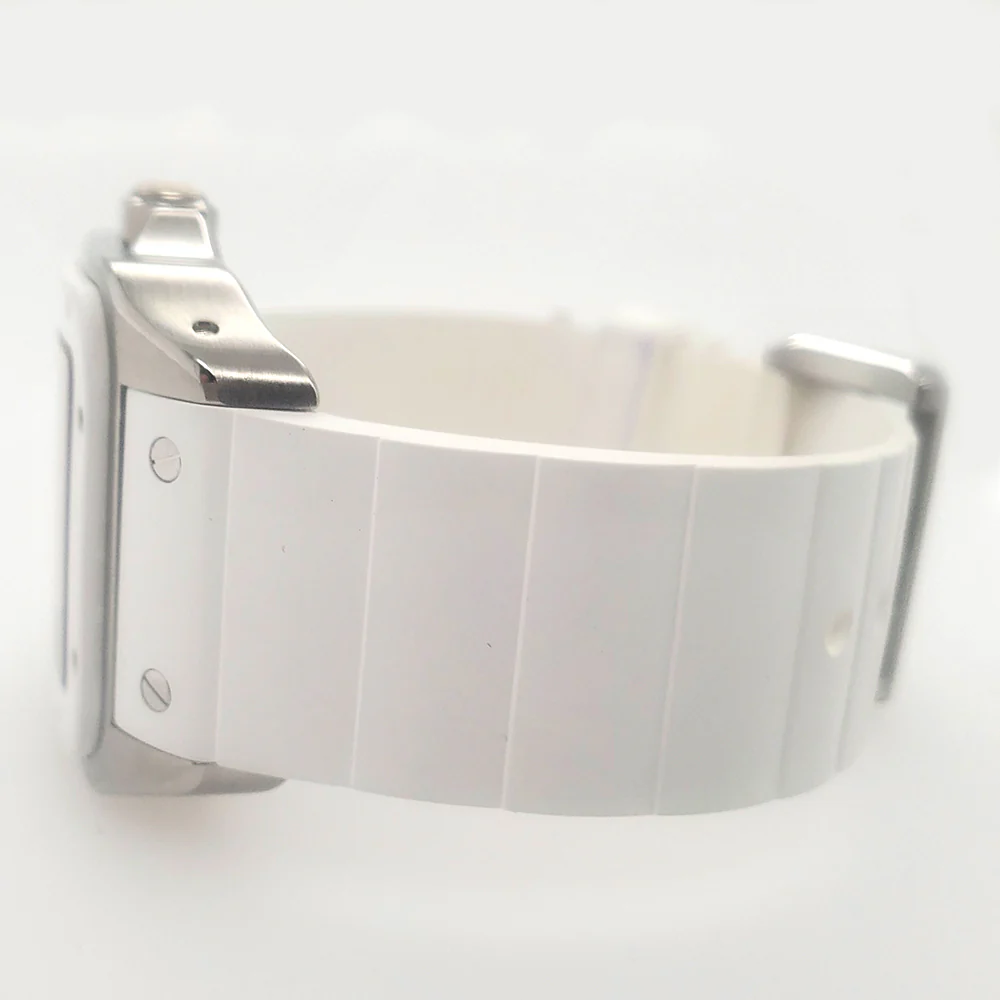 Cartier Santos 100 Midsize 33mm White Roman Dial/Rubber Strap/Steel Watch 2878 W20129U2 - Image 5