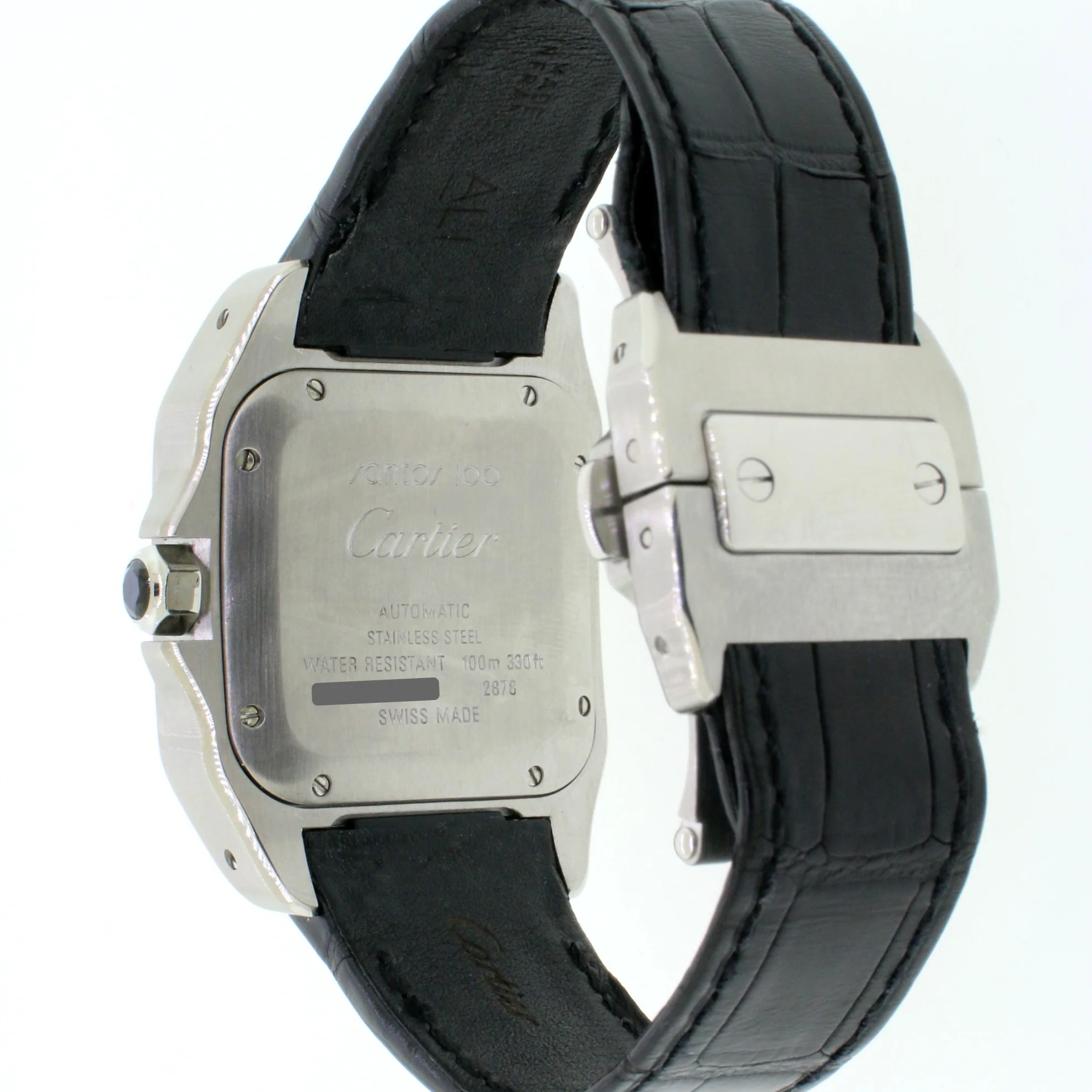 Cartier Santos 100 Midsize Silver Roman Dial Automatic Mens Watch 2878 - Image 2