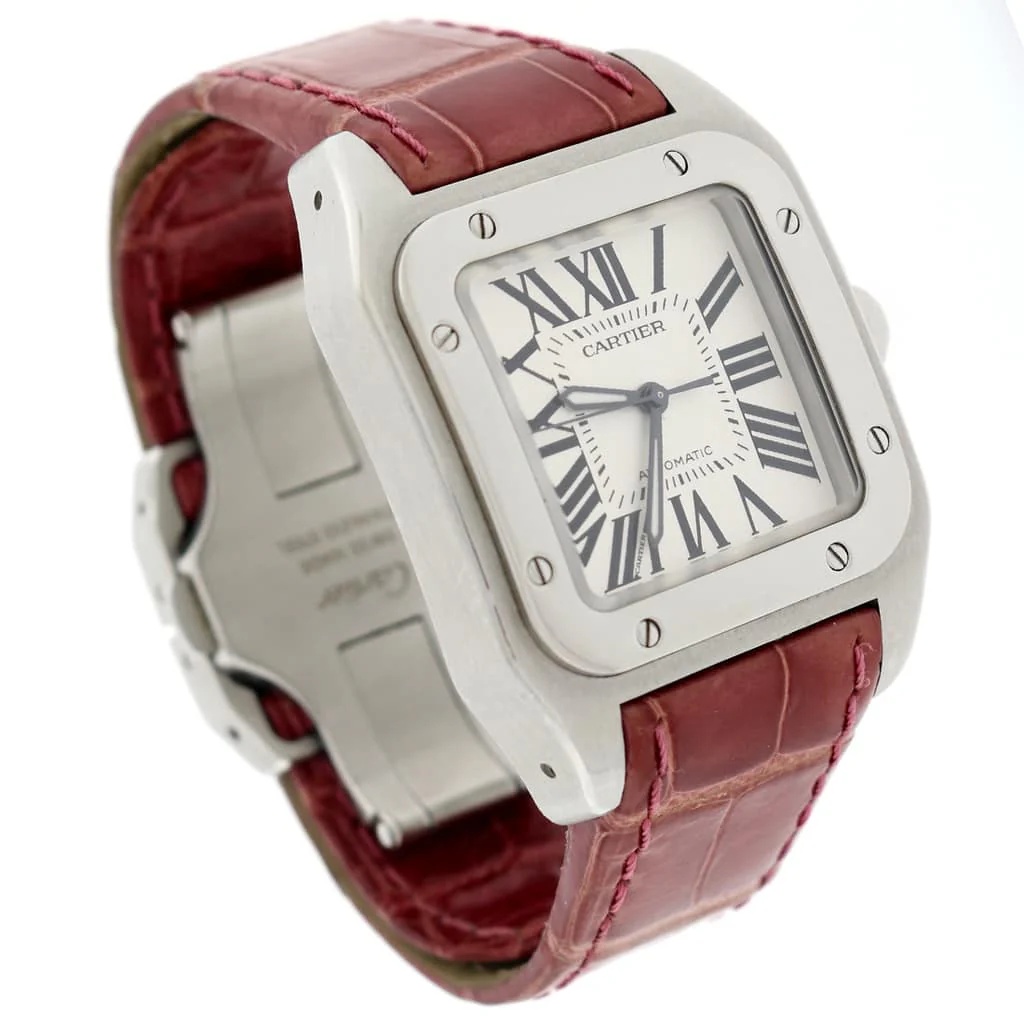 Cartier Santos 100 Midsize Silver Roman Dial Automatic Stainless Steel Watch W20106X8 - Image 3