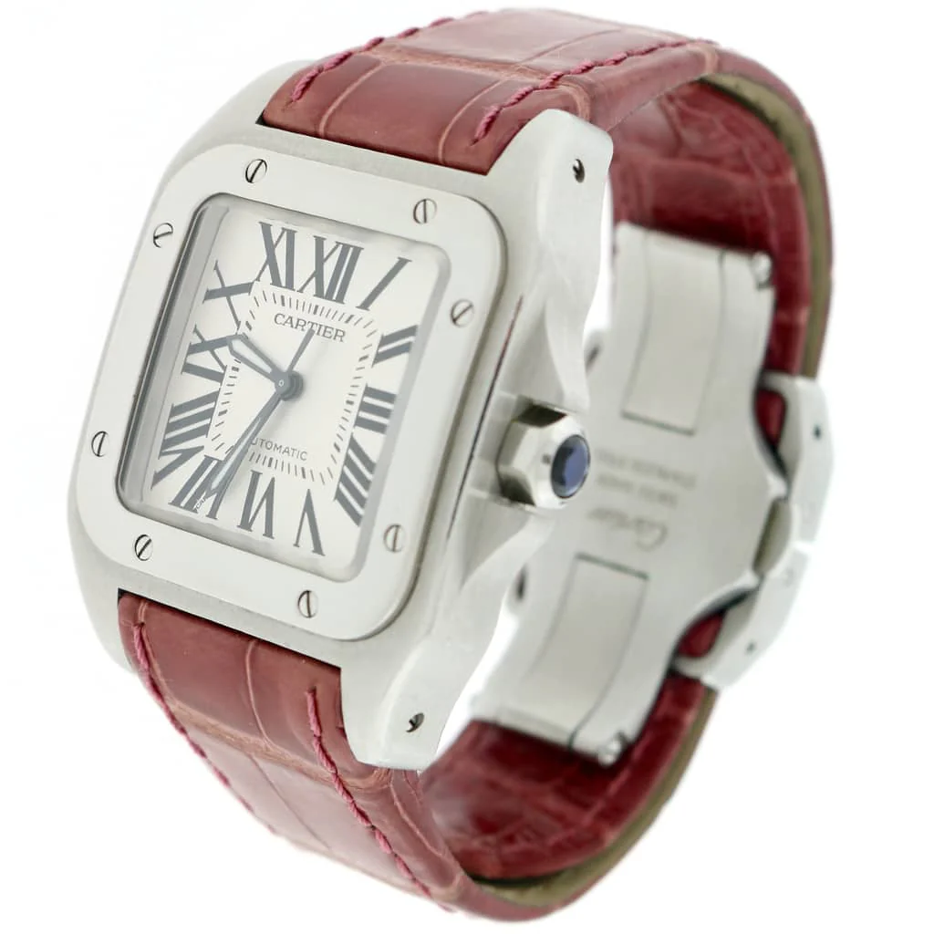 Cartier Santos 100 Midsize Silver Roman Dial Automatic Stainless Steel Watch W20106X8 - Image 4