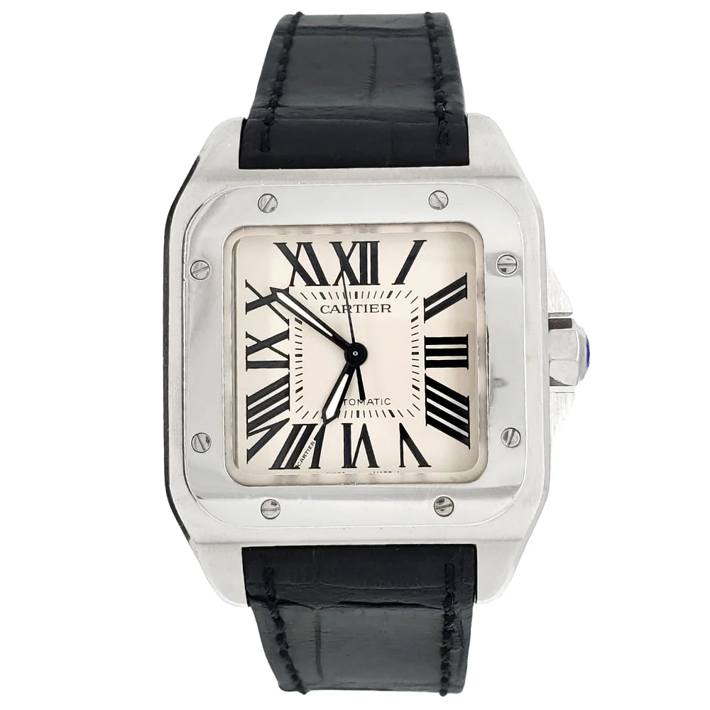 Cartier Santos 100 Midsize Silver Roman Dial Watch 2878 W20106X8 - Image 2