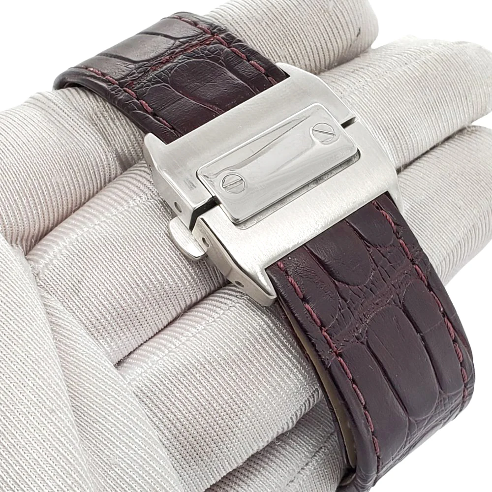 Cartier Santos 100 Midsize Silver Roman Dial Watch 2878 - Image 4
