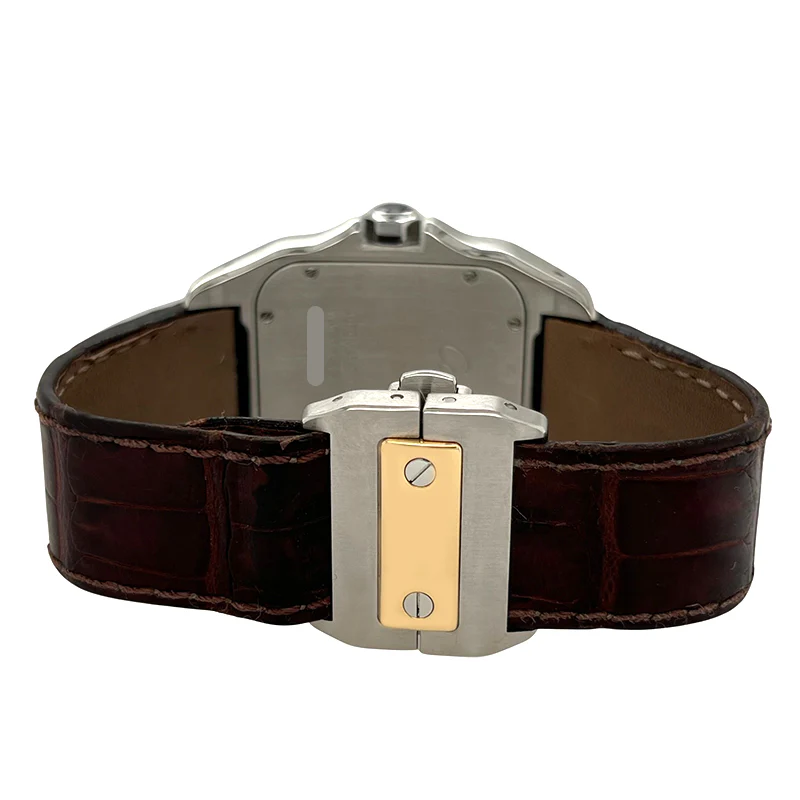 Cartier Santos 100 Steel Yellow Gold 38mm Silver White Dial Mens Watch 2656 - Image 4