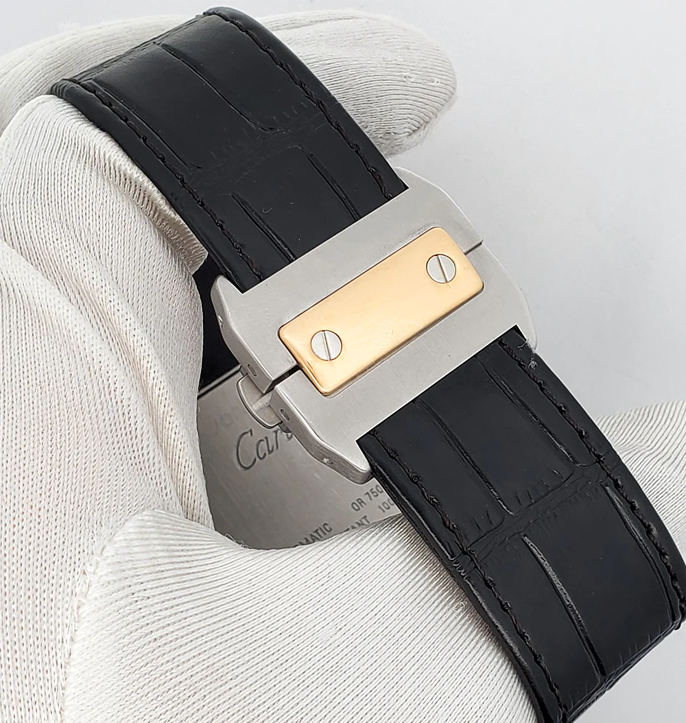 Cartier Santos 100 Steel Yellow Gold 38mm Silver Dial Mens Watch 2656 - Image 5