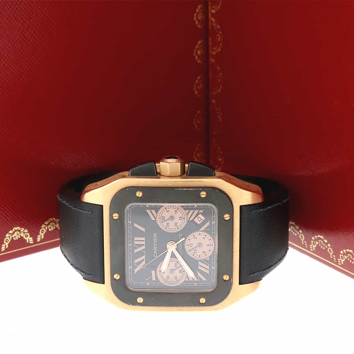 Cartier Santos 100 XL 18K Rose Gold Chronograph Automatic Mens Watch W2020003 - Image 3