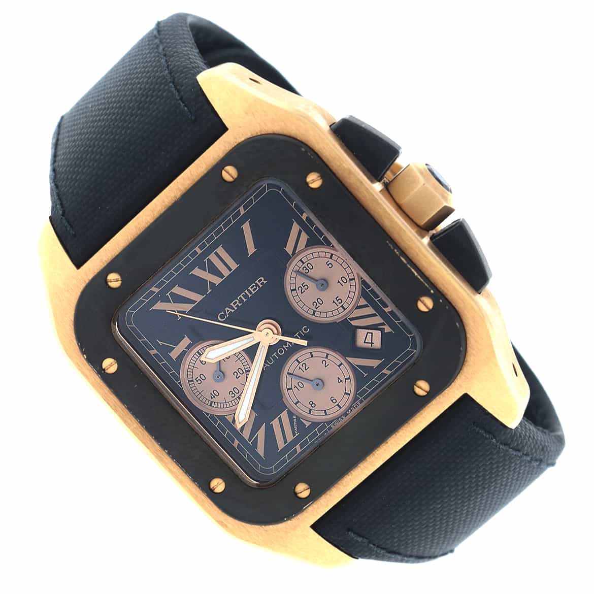 Cartier Santos 100 XL 18K Rose Gold Chronograph Automatic Mens Watch W2020003 - Image 4