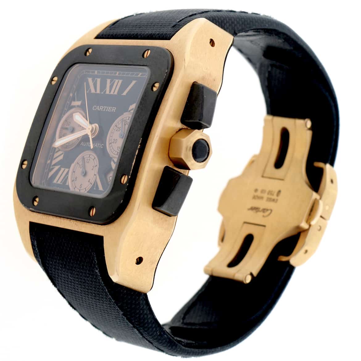 Cartier Santos 100 XL 18K Rose Gold Chronograph Automatic Mens Watch W2020003 - Image 5