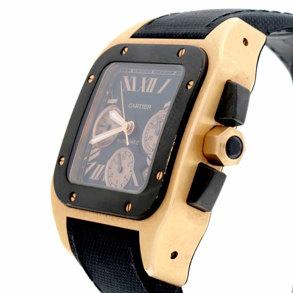 Cartier Santos 100 XL 18K Rose Gold Chronograph Automatic Mens Watch W2020003 - Image 7