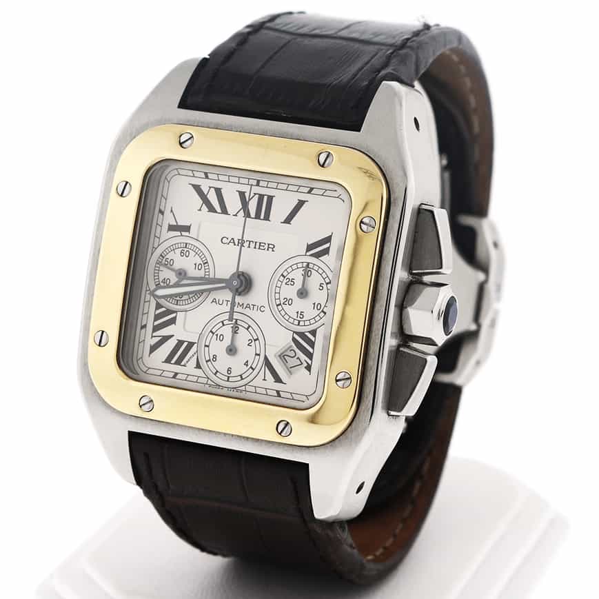 Cartier Santos 100 XL Chronograph 18K Yellow Gold/Stainless Steel Automatic Mens Watch W20091X7 - Image 4