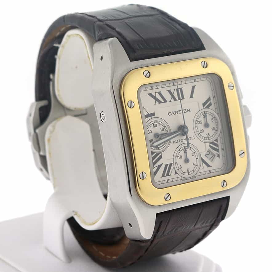 Cartier Santos 100 XL Chronograph 18K Yellow Gold/Stainless Steel Automatic Mens Watch W20091X7 - Image 5