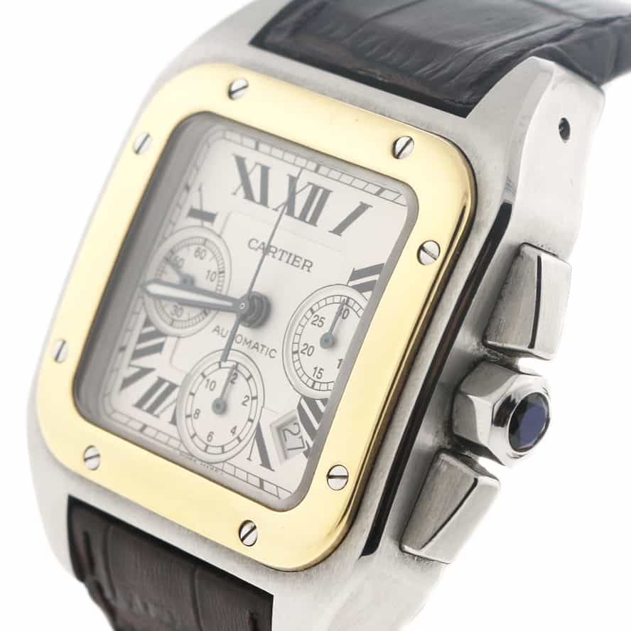 Cartier Santos 100 XL Chronograph 18K Yellow Gold/Stainless Steel Automatic Mens Watch W20091X7 - Image 6