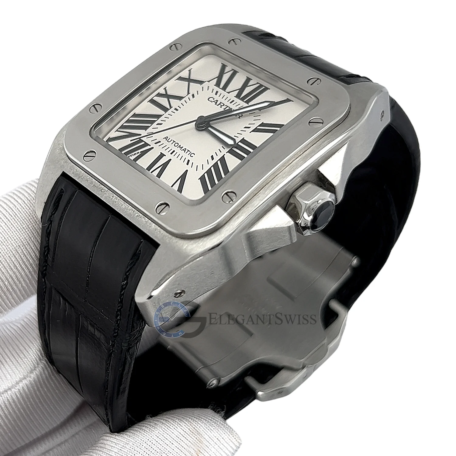 Cartier Santos 100 XL White Roman Dial Stainless Steel Watch 2656 Box Papers - Image 3
