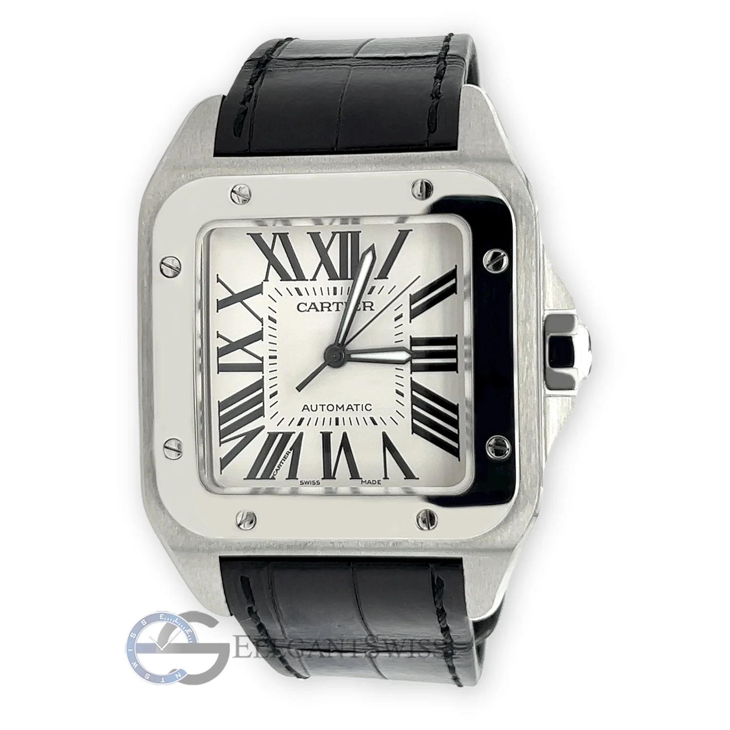 Cartier Santos 100 XL White Roman Dial Stainless Steel Watch 2656 Box Papers - Image 7
