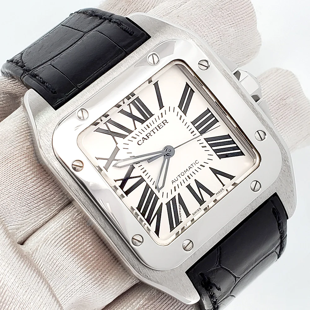 Cartier Santos 100 XL White Roman Steel 38mm Watch W20073X8 2656 - Image 2