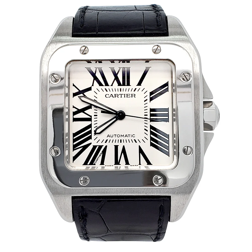Cartier Santos 100 XL White Roman Steel 38mm Watch W20073X8 2656 - Image 3