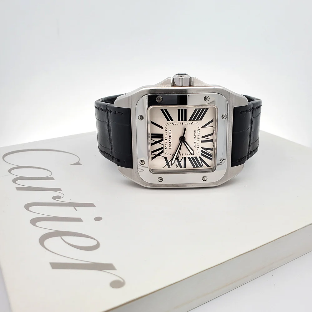 Cartier Santos 100 XL White Roman Steel Watch W20073X8 2656 - Image 2