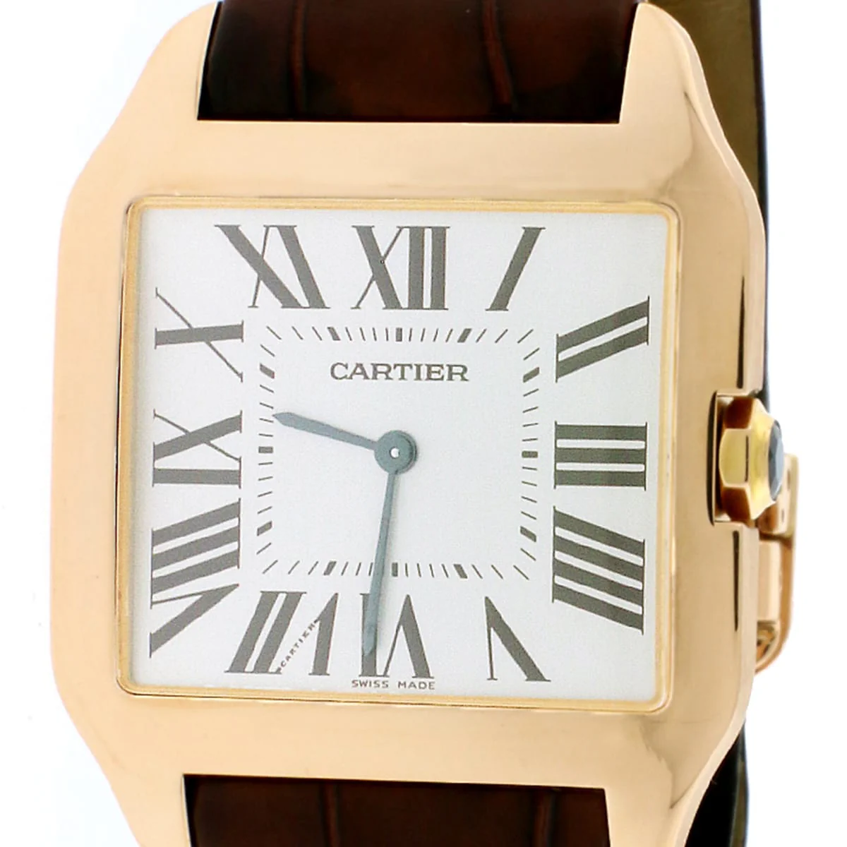 Cartier Santos Dumont 18K Rose Gold Original Silver Roman Dial Watch 35mm W2006951 w/Box&Papers - Image 7