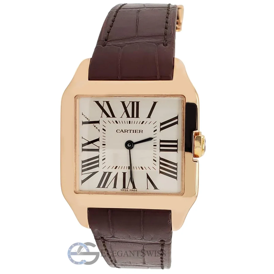 Cartier Santos Dumont Rose Gold Silver Dial Watch Box Papers 2788 W2009251