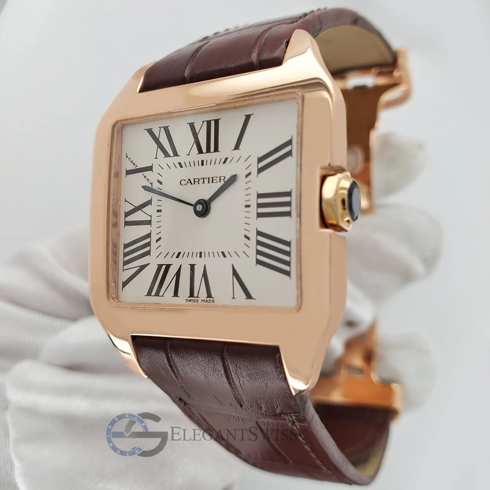 Cartier Santos Dumont Rose Gold Silver Dial Watch Box Papers 2788 W2009251 - Image 2