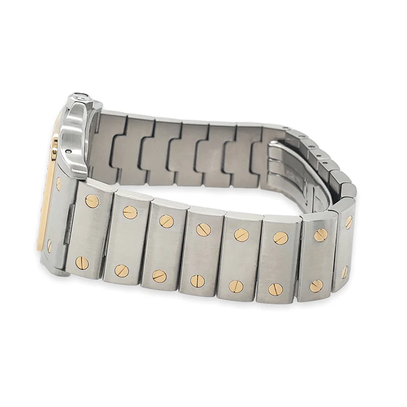 Cartier Santos Galbee 29mm Diamond Bezel Silver Dial Yellow Gold/Steel Watch 1566 - Image 3