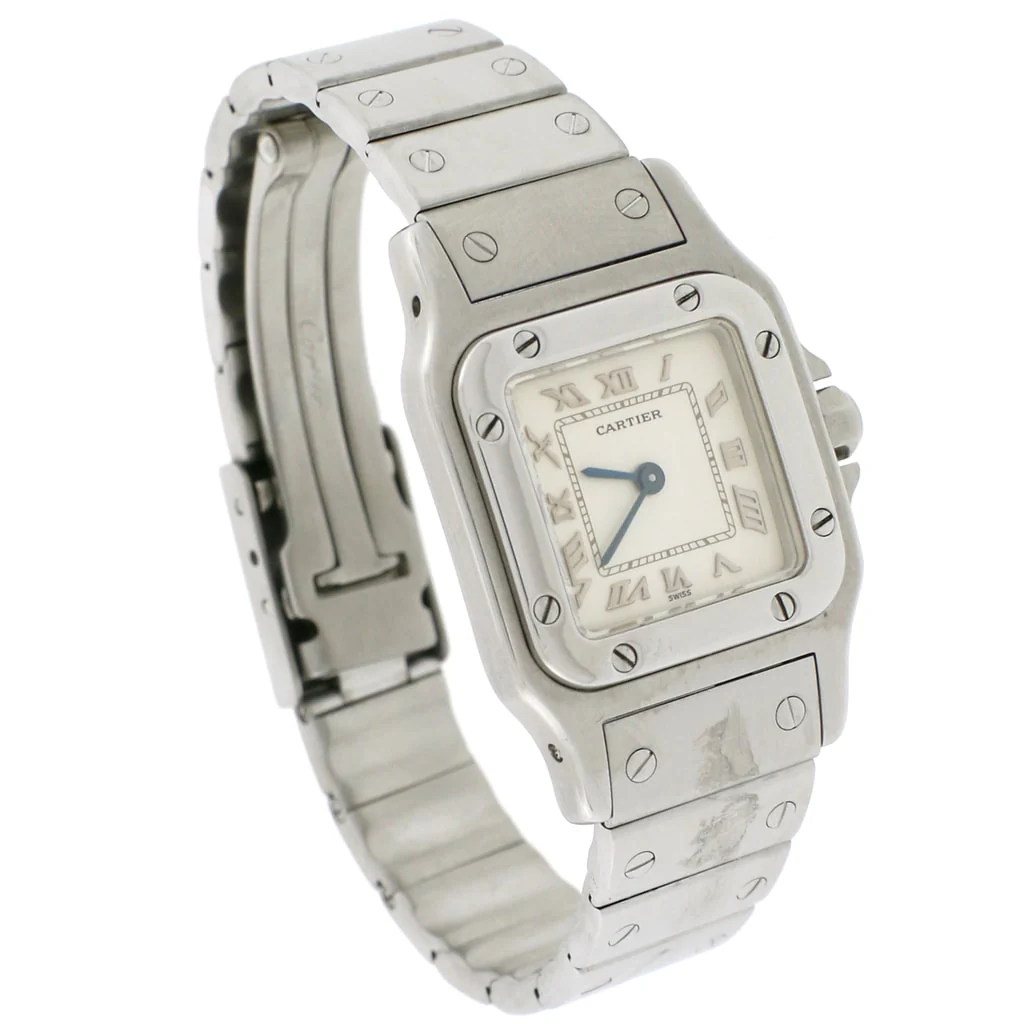 Cartier Santos Galbee Small 24MM Ivory Roman Dial Stainless Steel Ladies Watch W20056D6 - Image 3