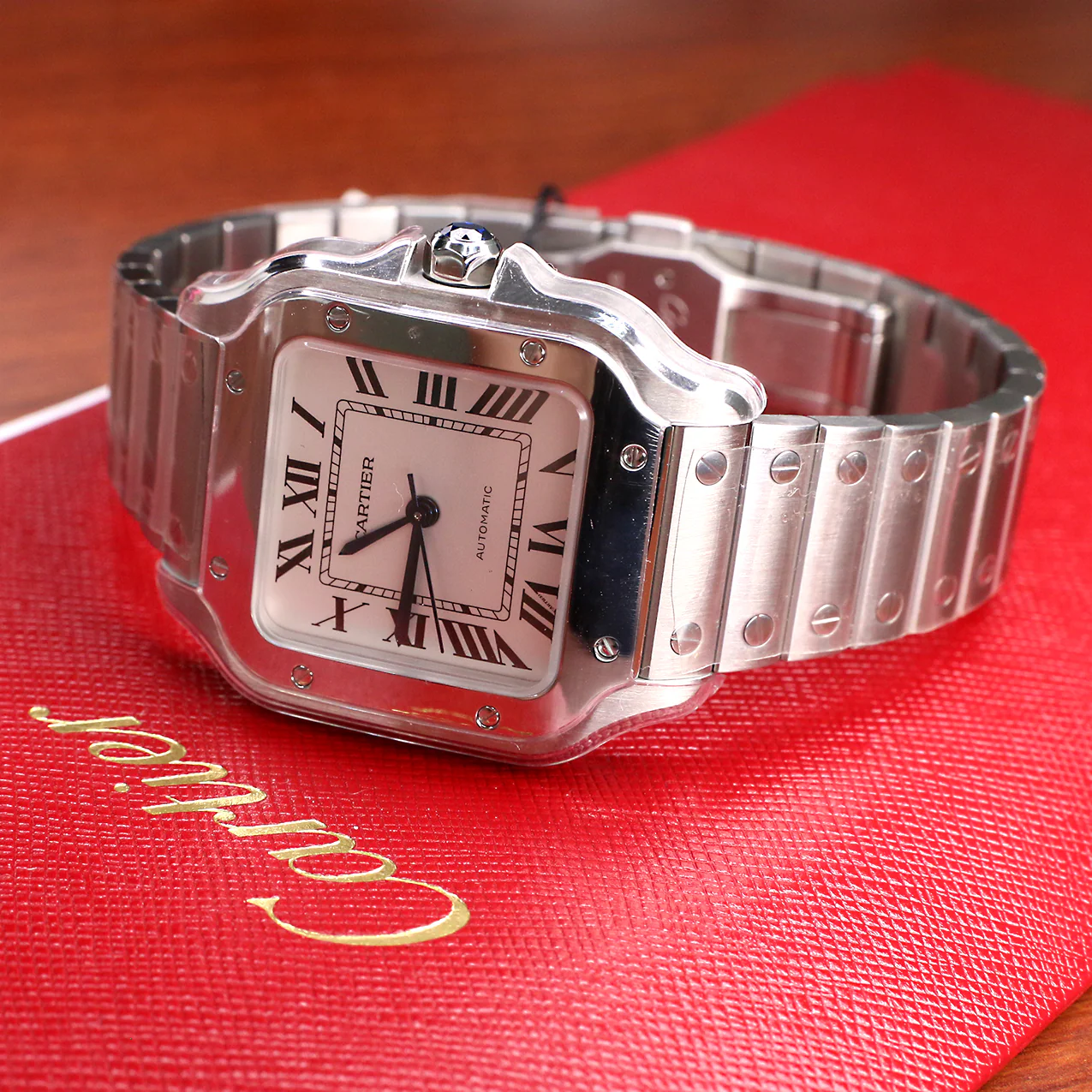 Cartier Santos Midsize 35mm Unworn Watch with Silver Roman Dial/Box/Papers WSSA0010 - Image 7