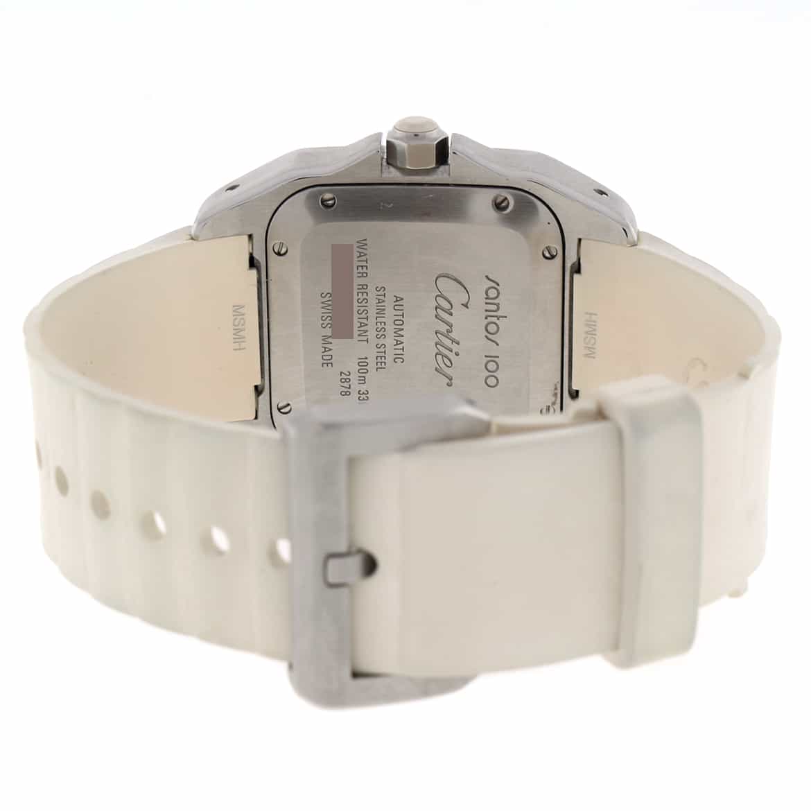 Cartier Santos White Medium 32MM Roman Dial Automatic Stainless Steel Ladies Watch W20122U2 - Image 7
