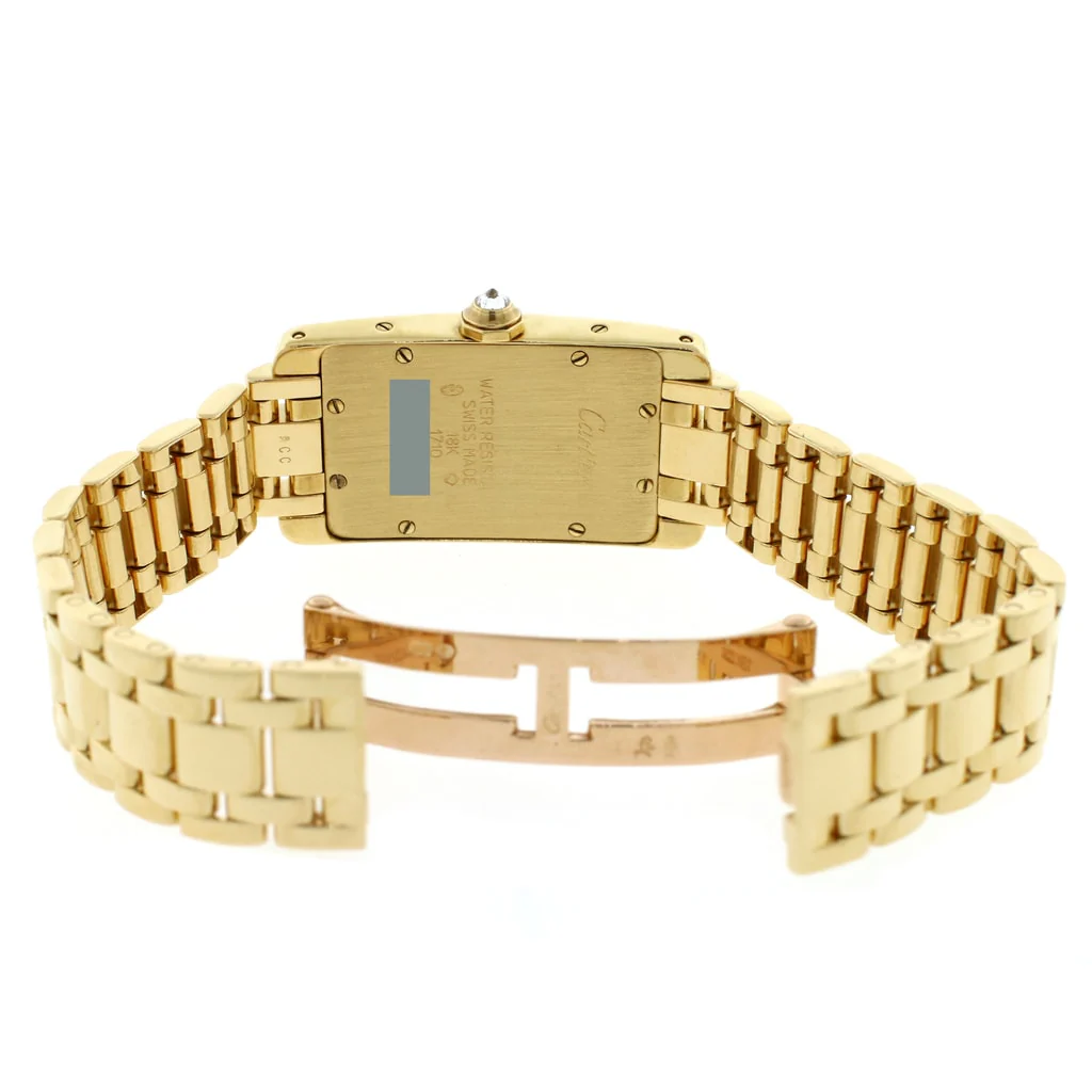 Cartier Tank Americaine 18K Yellow Gold Factory Diamond Bezel Chocolate Arabic Dial 19MM Ladies Watch 1710 - Image 5