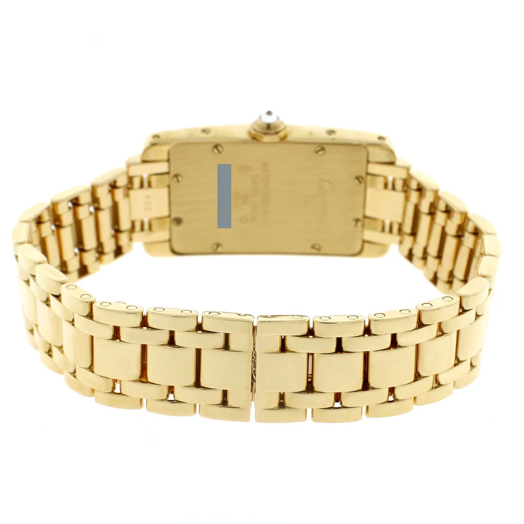 Cartier Tank Americaine 18K Yellow Gold Factory Diamond Bezel Chocolate Arabic Dial 19MM Ladies Watch 1710 - Image 6