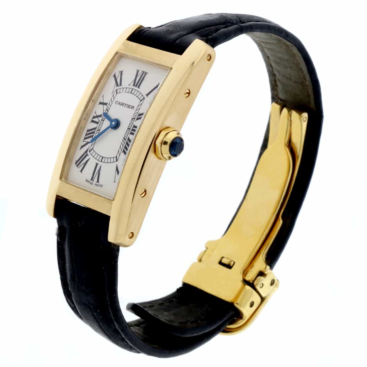 Cartier Tank Americaine 18K Yellow Gold Silver Roman Dial Ladies Watch W2601556 - Image 2
