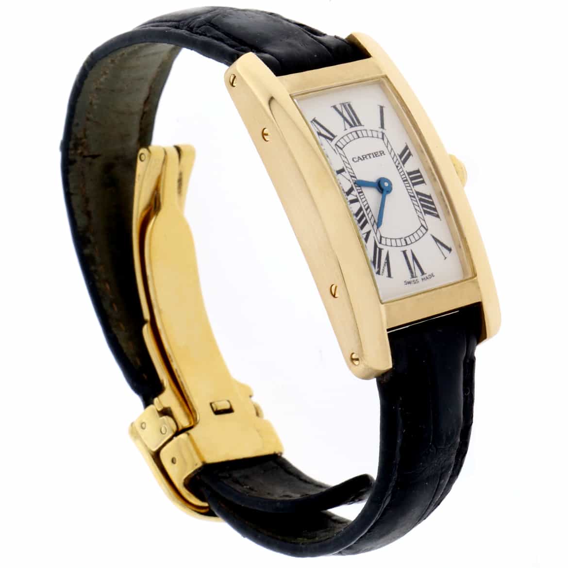 Cartier Tank Americaine 18K Yellow Gold Silver Roman Dial Ladies Watch W2601556 - Image 3