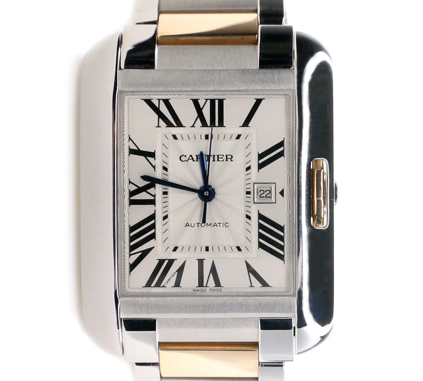 Cartier Tank Anglaise 2-Tone Silver White Dial Roman Numerals Watch Box Papers - Image 2