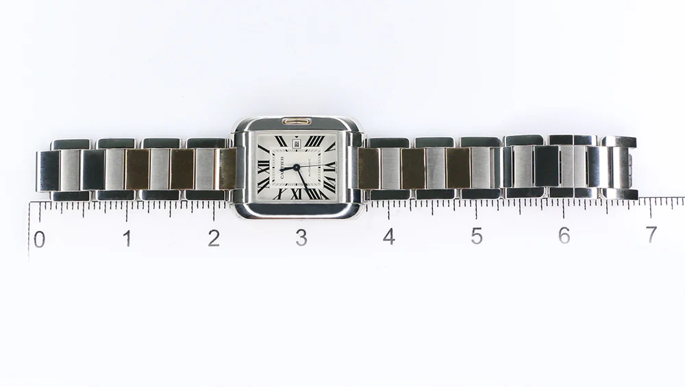 Cartier Tank Anglaise 2-Tone Silver White Dial Roman Numerals Watch Box Papers - Image 8