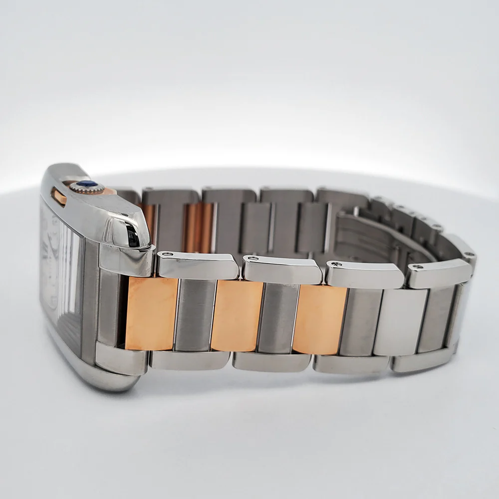Cartier Tank Anglaise Large Factory Silver Diamond Dial 2-Tone Rose Gold/Steel Watch 3511 - Image 4