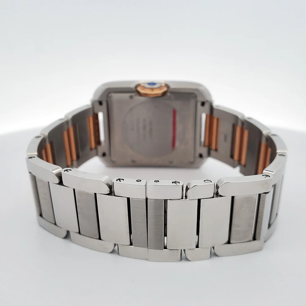 Cartier Tank Anglaise Large Factory Silver Diamond Dial 2-Tone Rose Gold/Steel Watch 3511 - Image 5