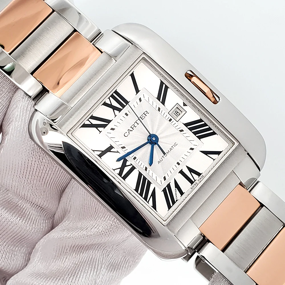 Cartier Tank Anglaise Large Silver Roman Dial 2-Tone Rose Gold/Steel 39.2 x 29.8 mm Watch 3511 W5310007 - Image 2