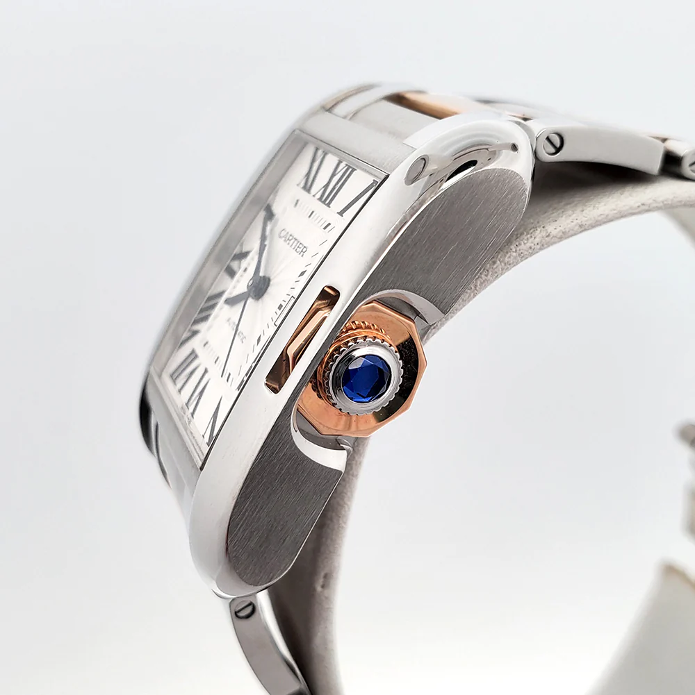 Cartier Tank Anglaise Large Silver Roman Dial 2-Tone Rose Gold/Steel 39.2 x 29.8 mm Watch 3511 W5310007 - Image 3