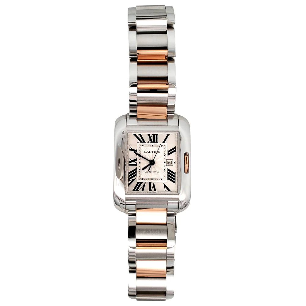 Cartier Tank Anglaise Large Silver Roman Dial 2-Tone Rose Gold/Steel 39.2 x 29.8 mm Watch 3511 W5310007 - Image 5